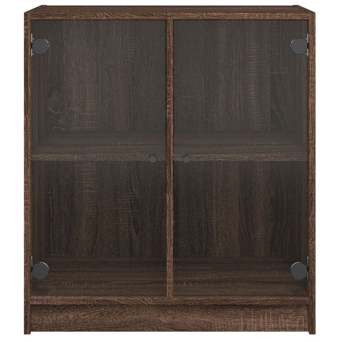 Armoire latérale avec portes en verre chêne marron 68x37x75,5cm - Photo n°6