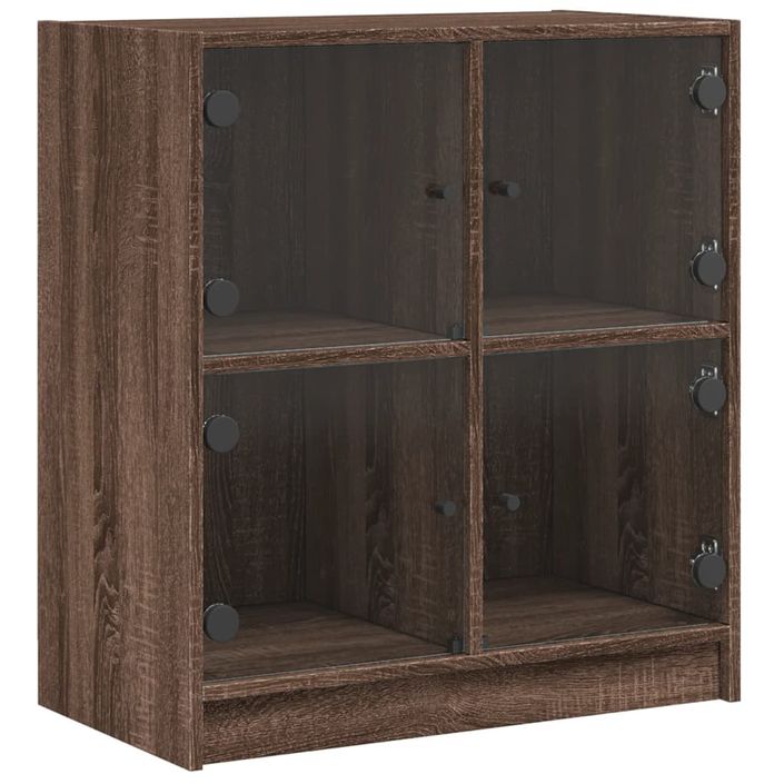 Armoire latérale avec portes en verre chêne marron 68x37x75,5cm - Photo n°1