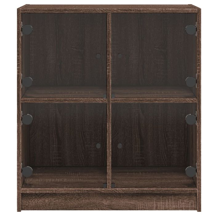 Armoire latérale avec portes en verre chêne marron 68x37x75,5cm - Photo n°6