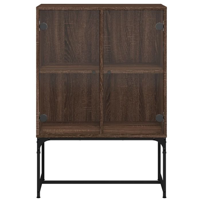 Armoire latérale avec portes en verre chêne marron 69x37x100 cm - Photo n°6