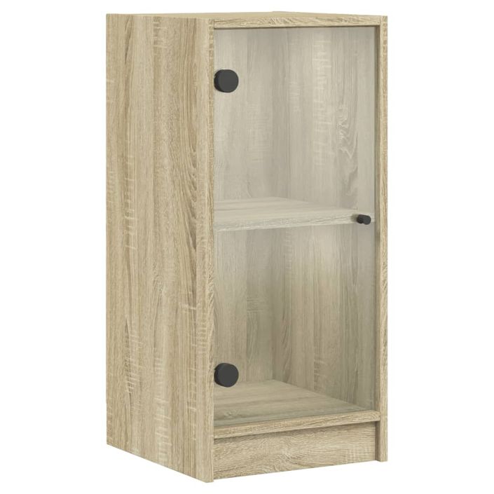 Armoire latérale avec portes en verre chêne sonoma 35x37x75,5cm - Photo n°1