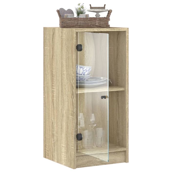 Armoire latérale avec portes en verre chêne sonoma 35x37x75,5cm - Photo n°5