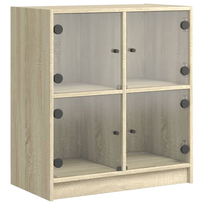 Armoire latérale avec portes en verre chêne sonoma 68x37x75,5cm - Photo n°1