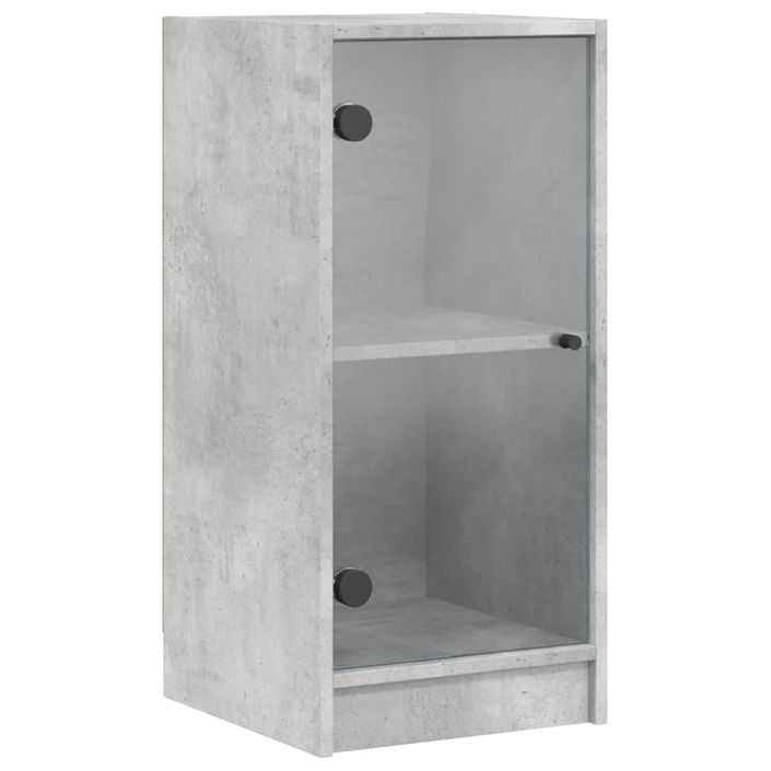 Armoire latérale avec portes en verre gris béton 35x37x75,5 cm - Photo n°1