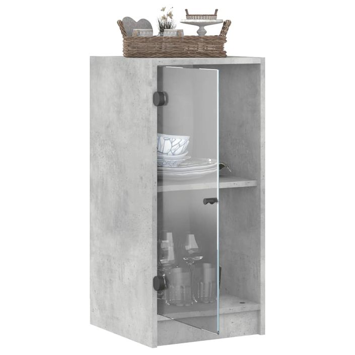 Armoire latérale avec portes en verre gris béton 35x37x75,5 cm - Photo n°5