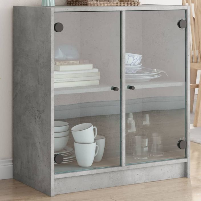 Armoire latérale avec portes en verre gris béton 68x37x75,5 cm - Photo n°2