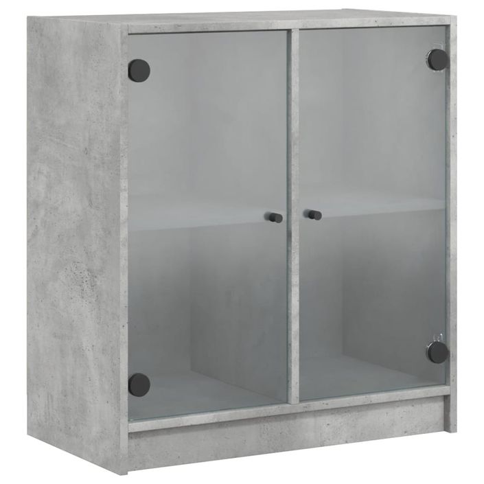 Armoire latérale avec portes en verre gris béton 68x37x75,5 cm - Photo n°1