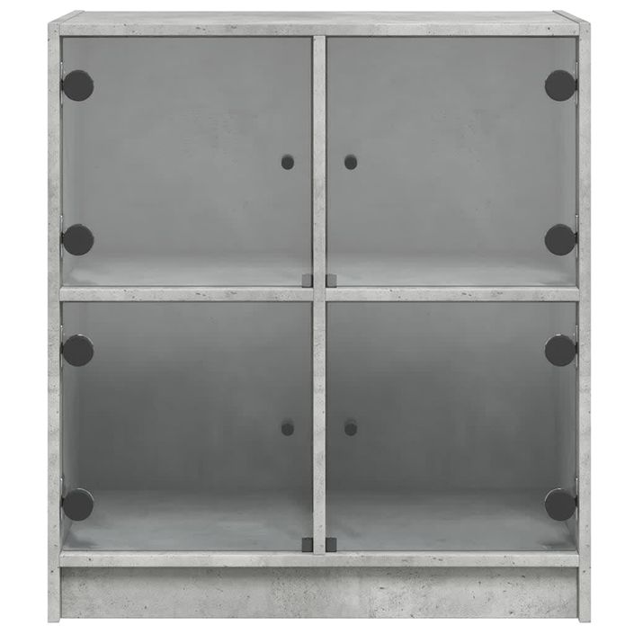 Armoire latérale avec portes en verre gris béton 68x37x75,5 cm - Photo n°6