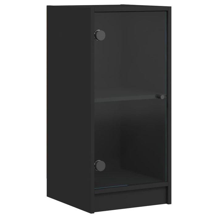 Armoire latérale avec portes en verre noir 35x37x75,5 cm - Photo n°1