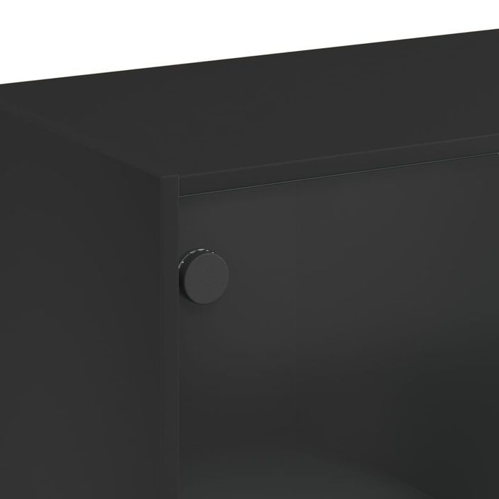 Armoire latérale avec portes en verre noir 68x37x75,5 cm - Photo n°9