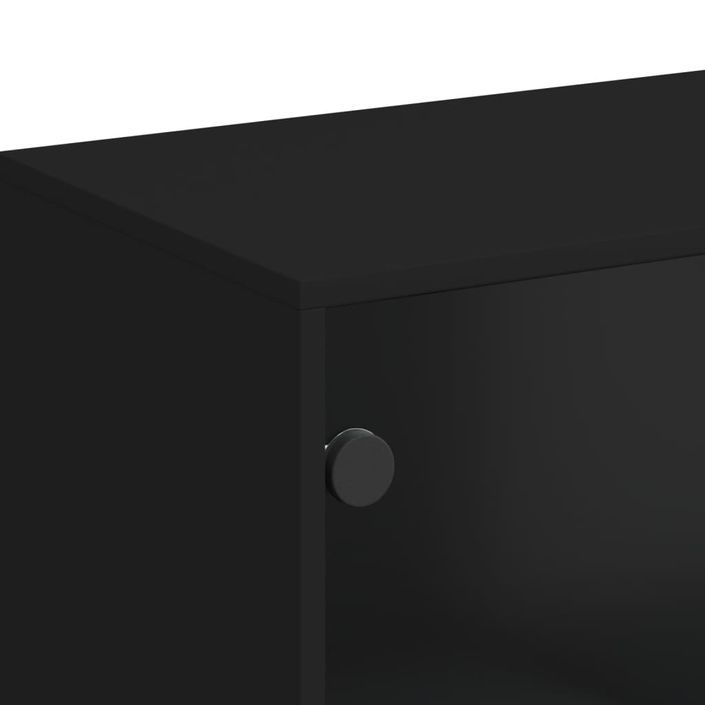Armoire latérale avec portes en verre noir 69x37x100 cm - Photo n°9