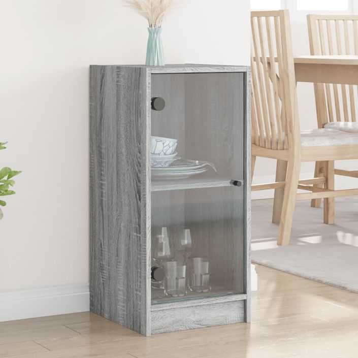 Armoire latérale avec portes en verre sonoma gris 35x37x75,5 cm - Photo n°2