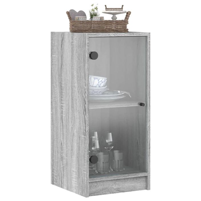 Armoire latérale avec portes en verre sonoma gris 35x37x75,5 cm - Photo n°4