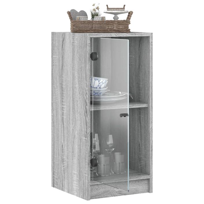 Armoire latérale avec portes en verre sonoma gris 35x37x75,5 cm - Photo n°5