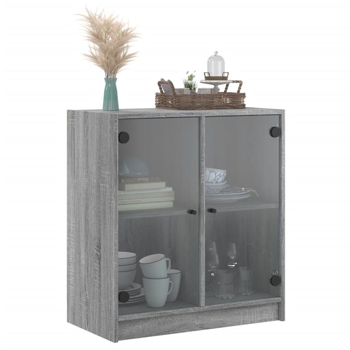 Armoire latérale avec portes en verre sonoma gris 68x37x75,5 cm - Photo n°4