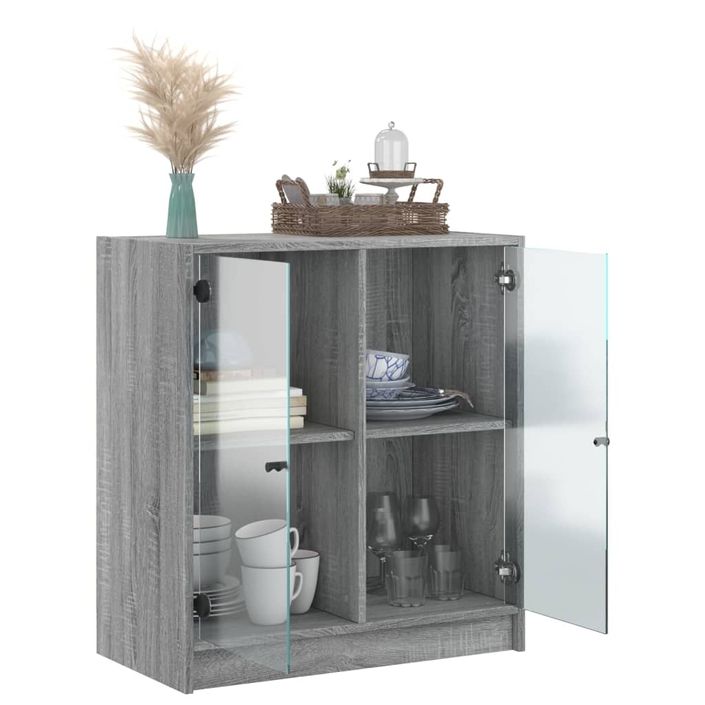 Armoire latérale avec portes en verre sonoma gris 68x37x75,5 cm - Photo n°5