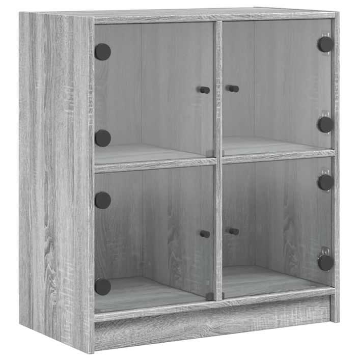 Armoire latérale avec portes en verre sonoma gris 68x37x75,5 cm - Photo n°1