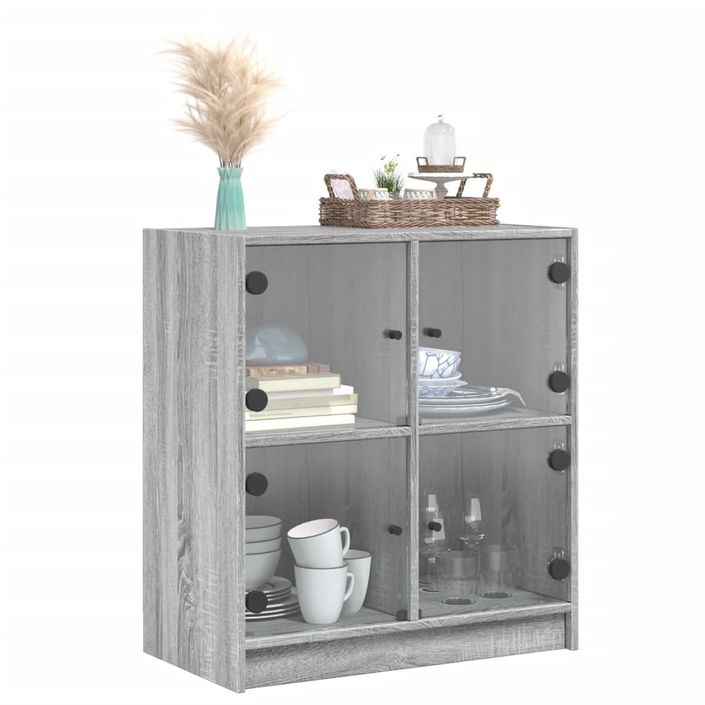 Armoire latérale avec portes en verre sonoma gris 68x37x75,5 cm - Photo n°4