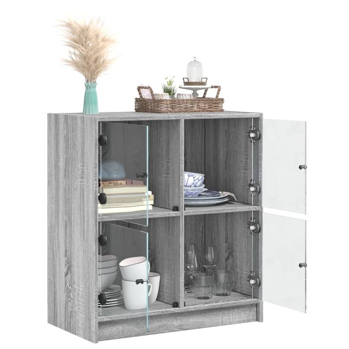 Armoire latérale avec portes en verre sonoma gris 68x37x75,5 cm - Photo n°5