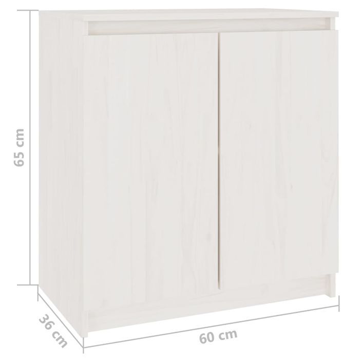 Armoire latérale Blanc 60x36x65 cm Bois de pin massif - Photo n°6