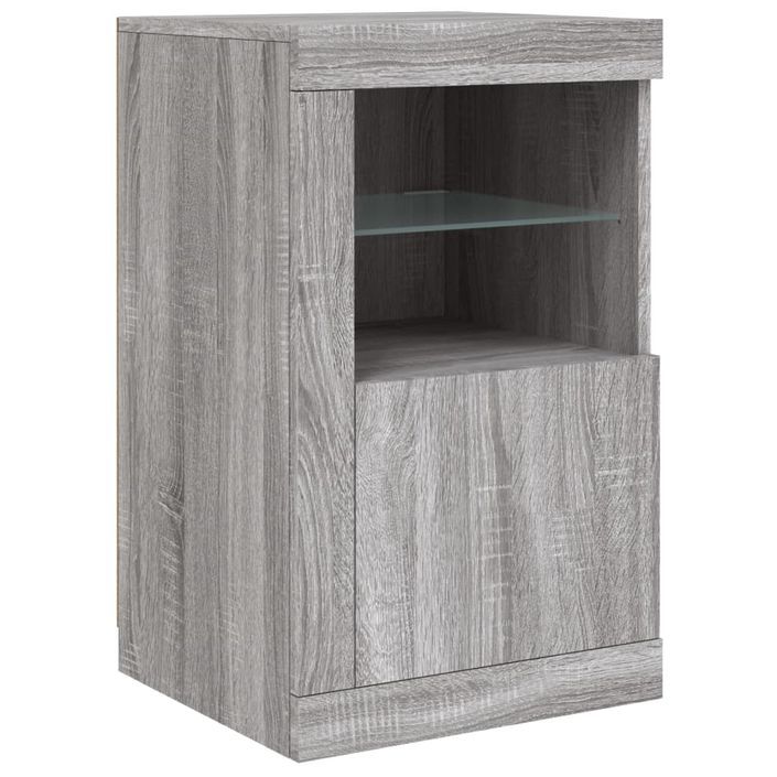 Armoire latérale et lumières LED sonoma gris bois d'ingénierie - Photo n°3