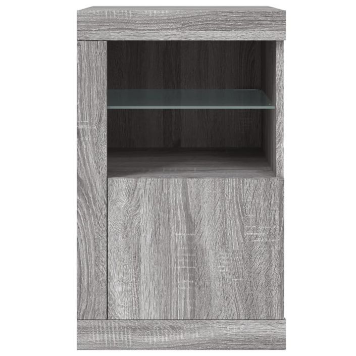 Armoire latérale et lumières LED sonoma gris bois d'ingénierie - Photo n°7