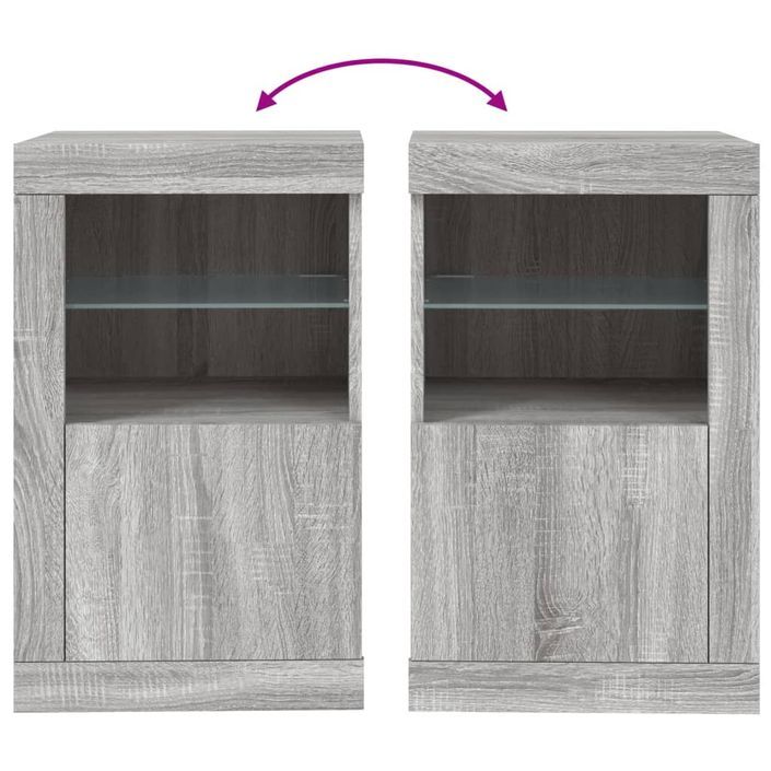 Armoire latérale et lumières LED sonoma gris bois d'ingénierie - Photo n°10