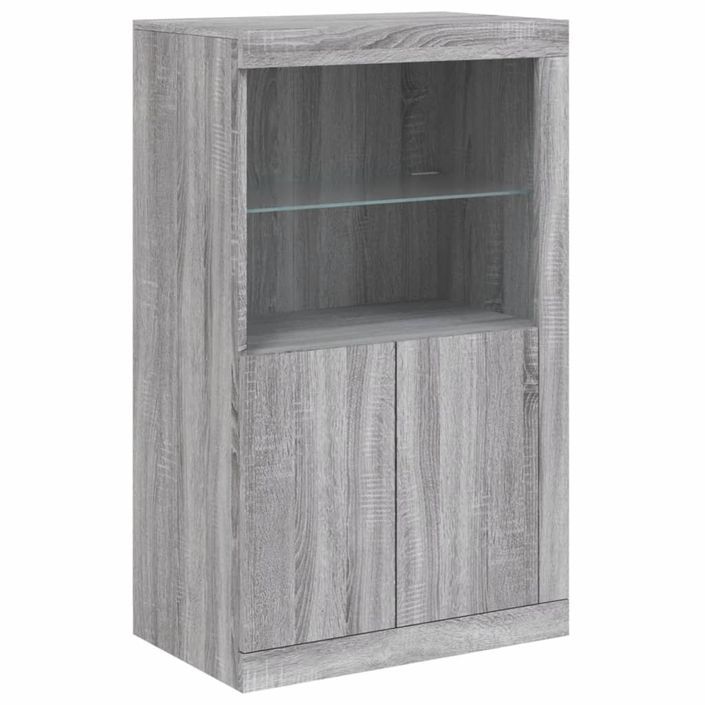 Armoire latérale et lumières LED sonoma gris bois d'ingénierie - Photo n°3