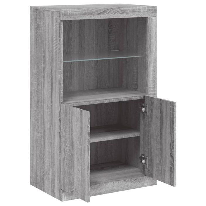 Armoire latérale et lumières LED sonoma gris bois d'ingénierie - Photo n°6