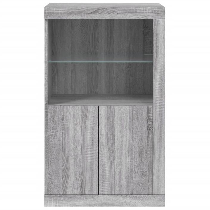 Armoire latérale et lumières LED sonoma gris bois d'ingénierie - Photo n°7