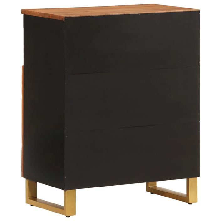 Armoire latérale marron et noir 60x33,5x75 cm bois de manguier - Photo n°6