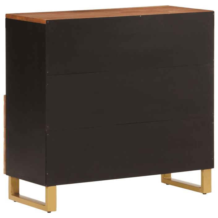 Armoire latérale marron et noir 80x33,5x75 cm bois de manguier - Photo n°6