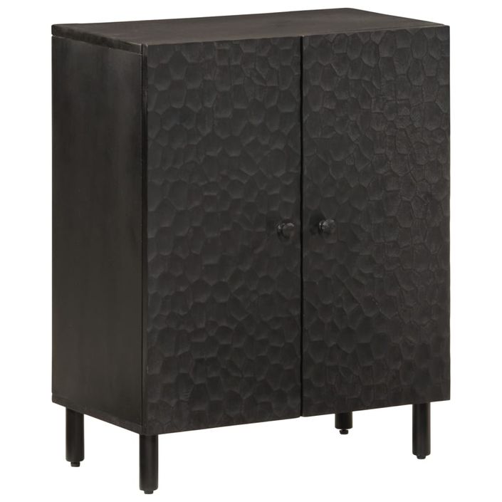 Armoire latérale noir 60x33x75 cm bois massif de manguier - Photo n°1