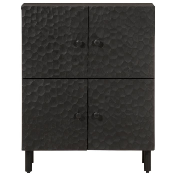 Armoire latérale noir 60x33x75 cm bois massif de manguier - Photo n°5