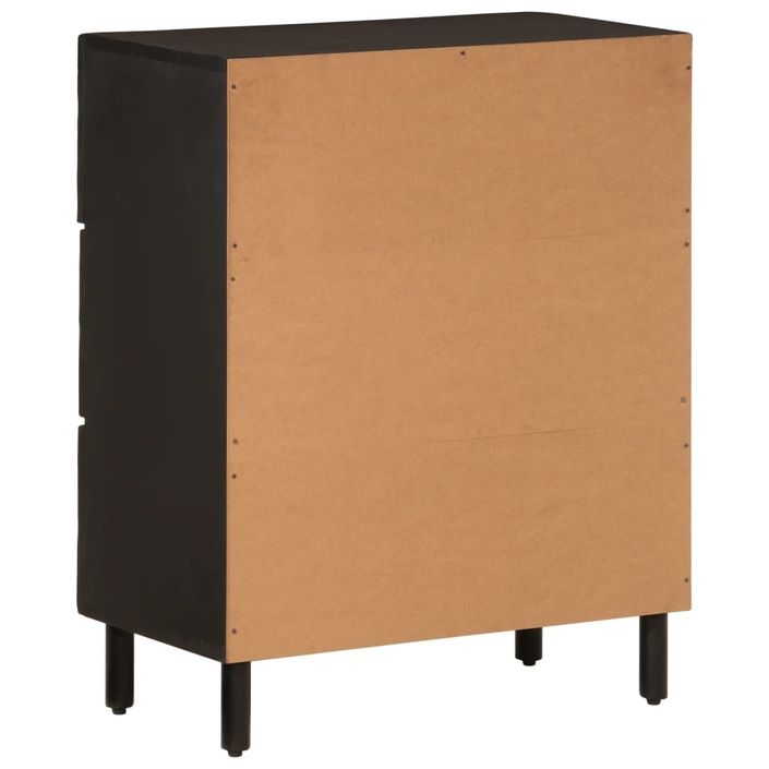 Armoire latérale noir 60x33x75 cm bois massif de manguier - Photo n°7