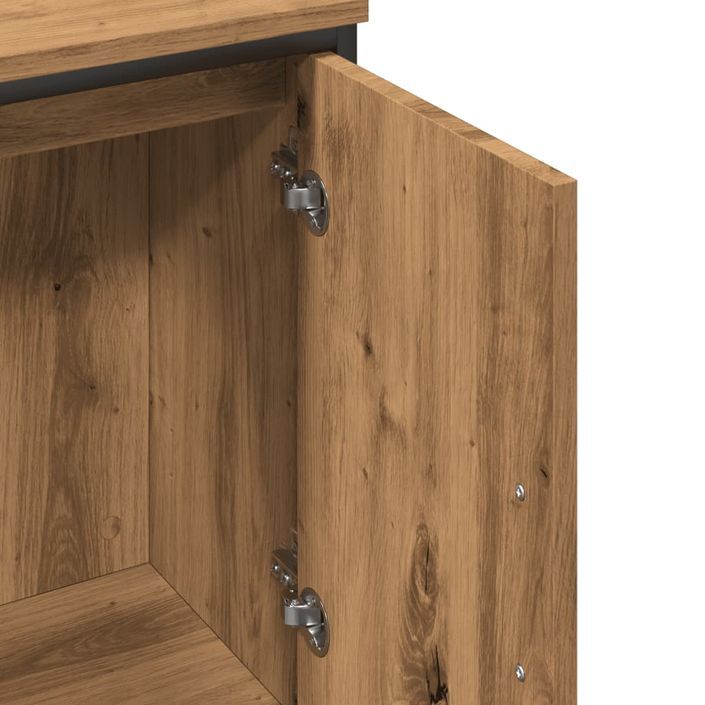 Armoire lavabo chêne artisanal 60x30x60 cm bois d'ingénierie - Photo n°10