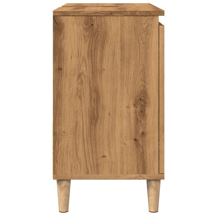 Armoire lavabo chêne artisanal 65x33x60 cm bois d'ingénierie - Photo n°6