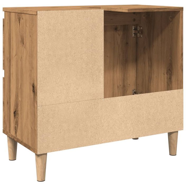 Armoire lavabo chêne artisanal 65x33x60 cm bois d'ingénierie - Photo n°7