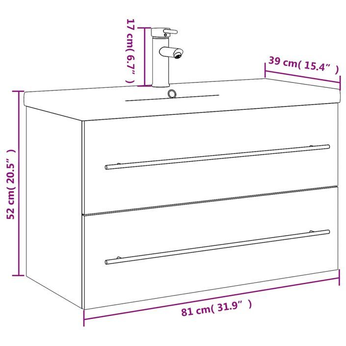 Armoire lavabo de salle de bain avec bassin intégré blanc - Photo n°10