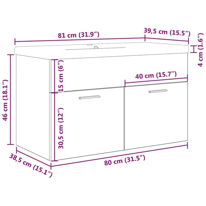 Armoire lavabo de salle de bain avec bassin intégré et robinet - Photo n°11