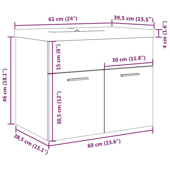 Armoire lavabo de salle de bain avec bassin intégré et robinet - Photo n°11