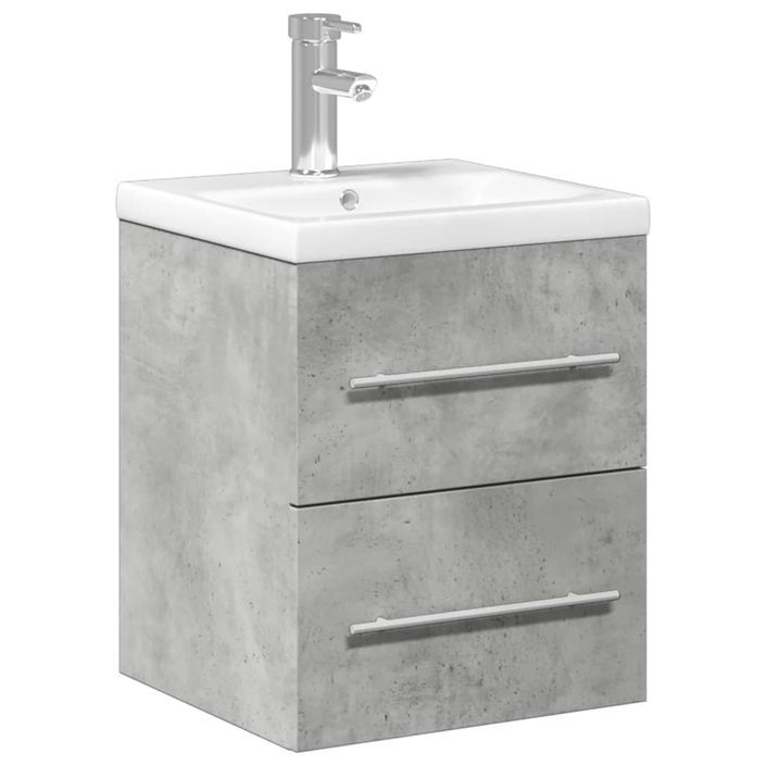 Armoire lavabo de salle de bain avec bassin intégré gris béton - Photo n°1