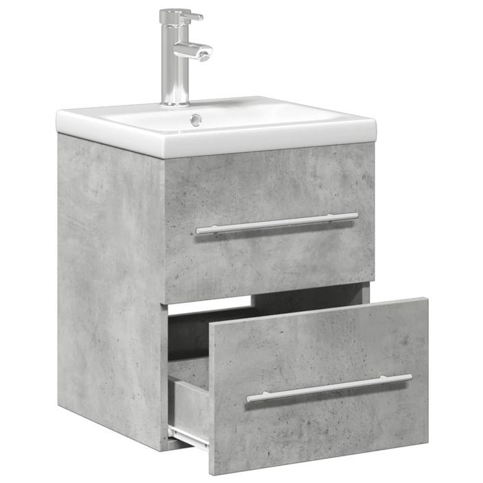 Armoire lavabo de salle de bain avec bassin intégré gris béton - Photo n°5