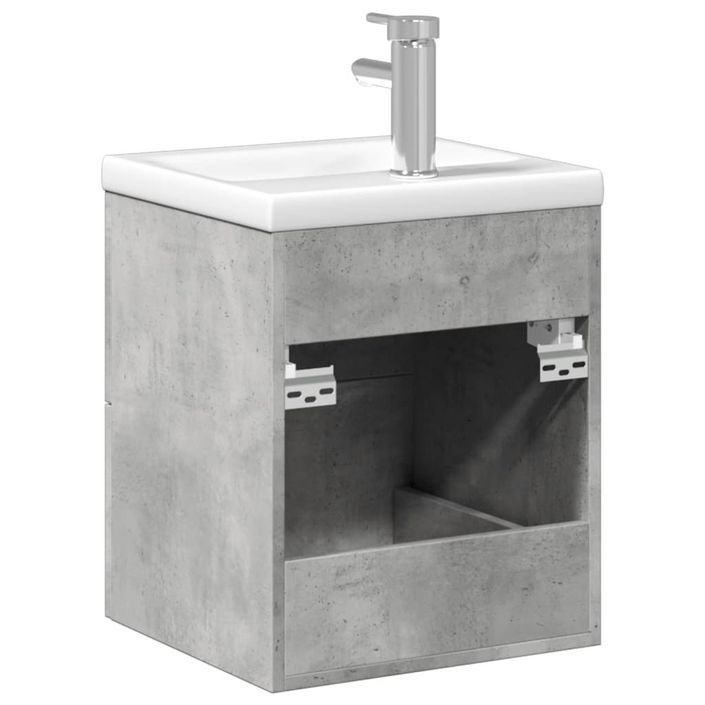 Armoire lavabo de salle de bain avec bassin intégré gris béton - Photo n°7