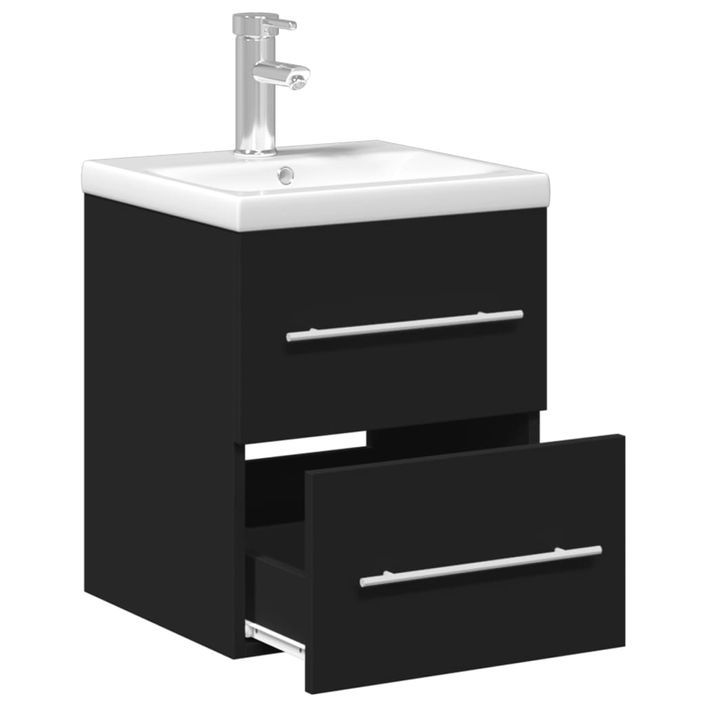 Armoire lavabo de salle de bain avec bassin intégré noir - Photo n°5