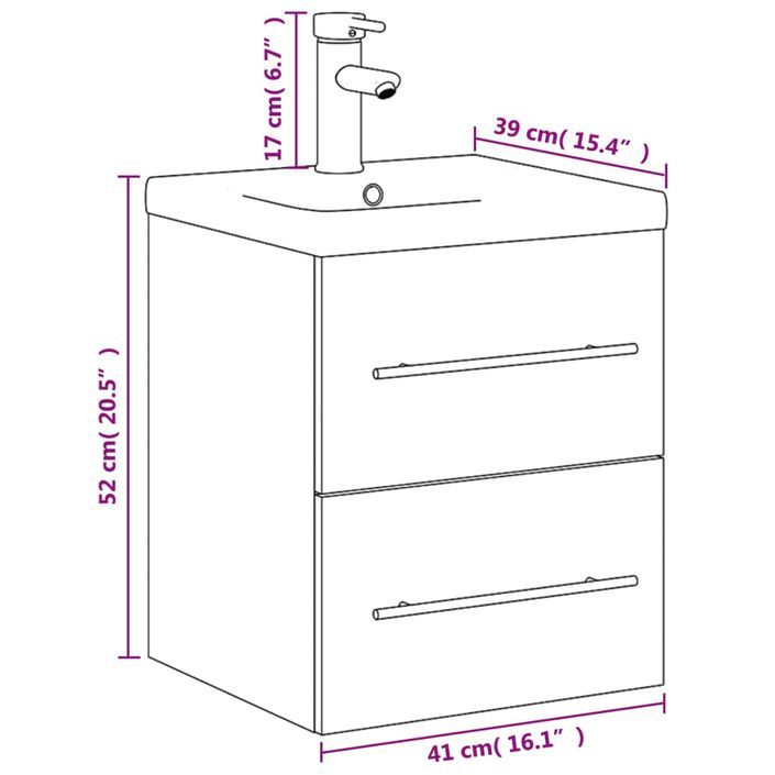 Armoire lavabo de salle de bain avec bassin intégré noir - Photo n°10