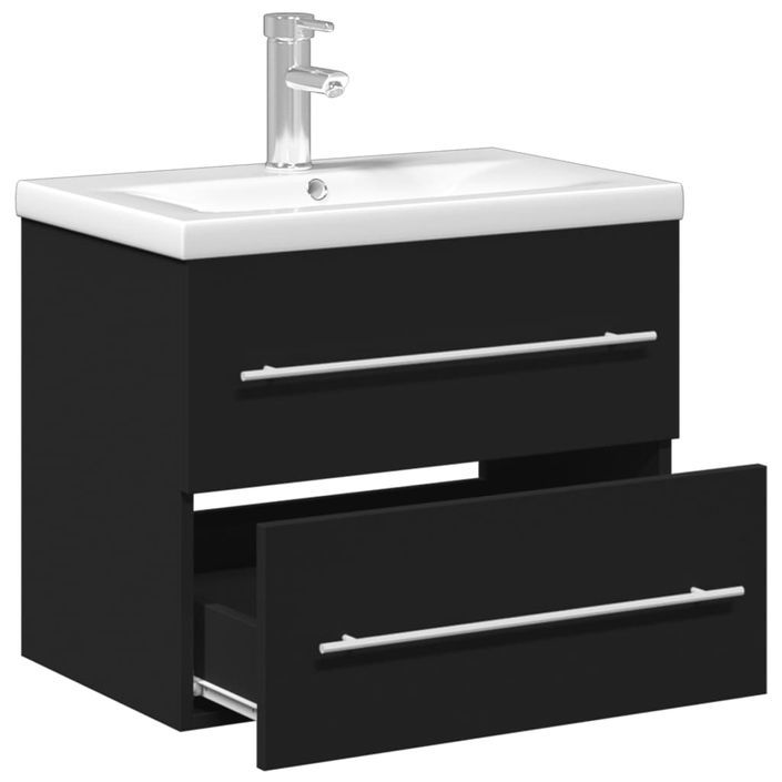 Armoire lavabo de salle de bain avec bassin intégré noir - Photo n°5