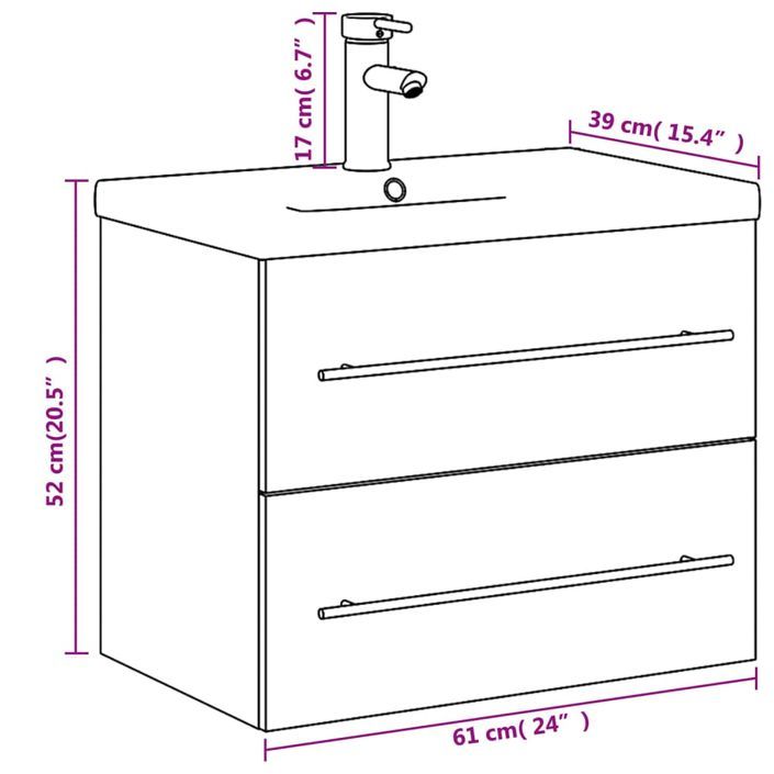 Armoire lavabo de salle de bain avec bassin intégré noir - Photo n°10