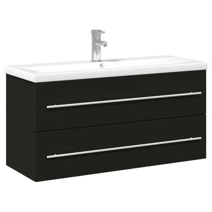 Armoire lavabo de salle de bain avec bassin intégré noir - Photo n°1