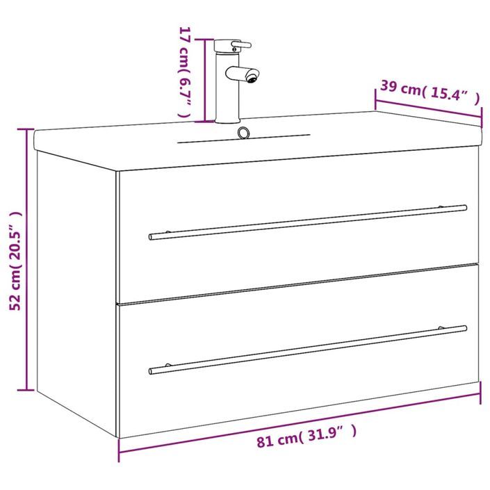 Armoire lavabo de salle de bain avec bassin intégré noir - Photo n°10